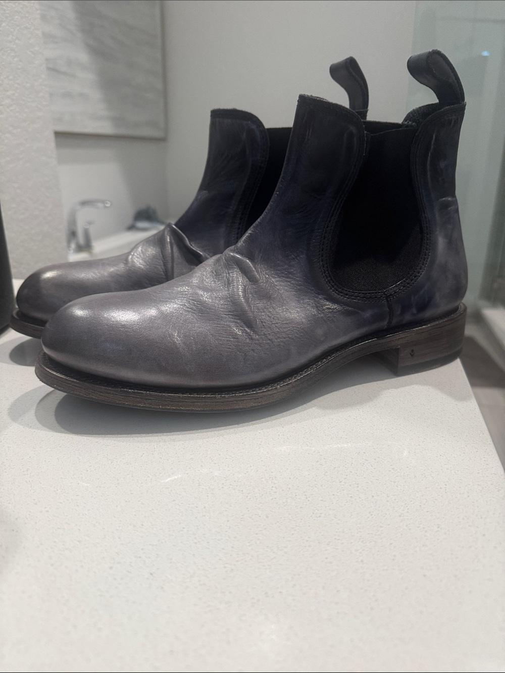 John Varvatos Men's Leather Chelsea Boots in Charcoal